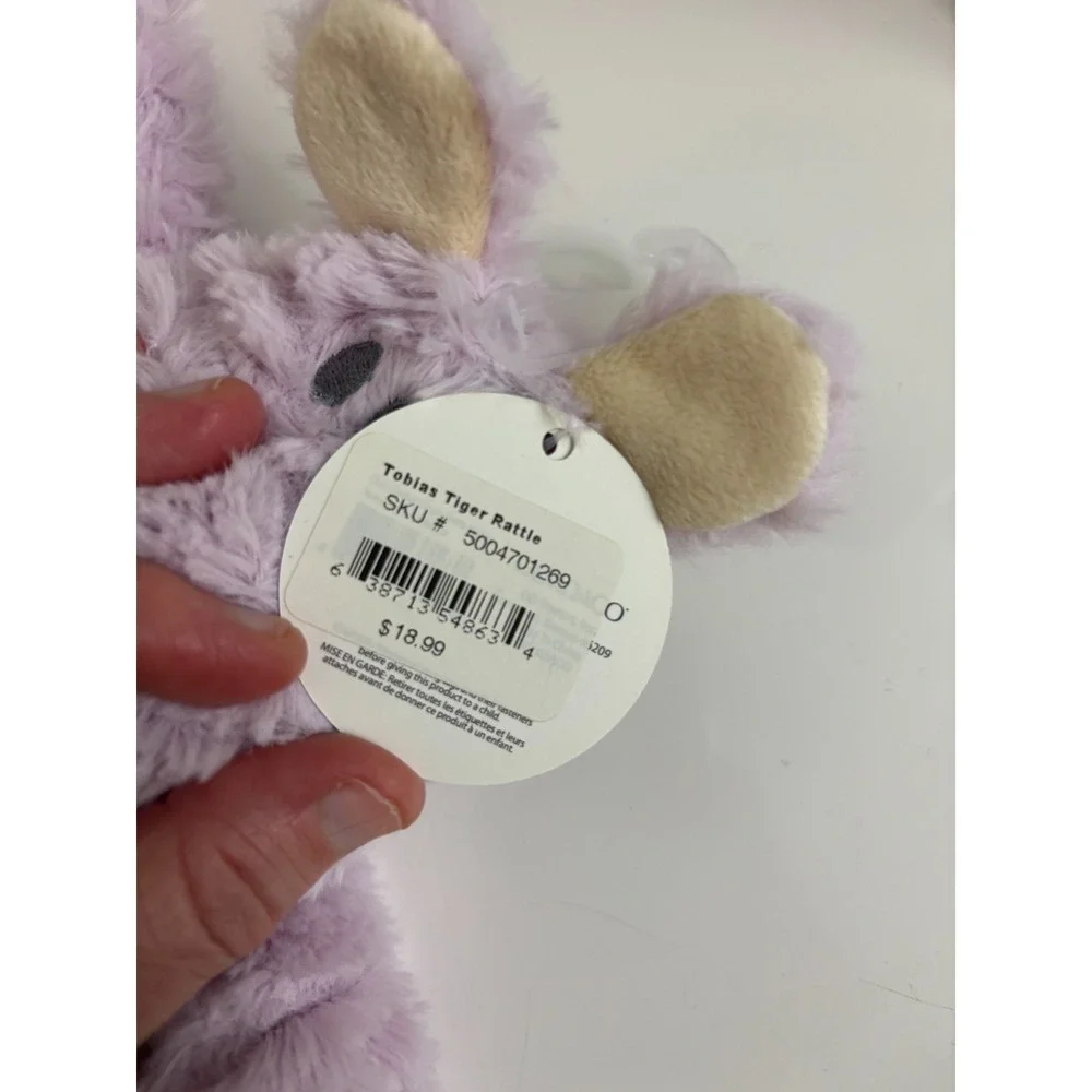 NWT Demdaco Hippo Lovey Plush Rattle Baby Triangle Purple Lilac Nat and Jules